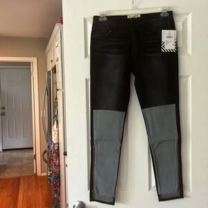 Sandrine rose x free people dark black patch straight leg jeans size 31 NWT